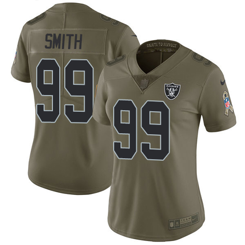 Nike Raiders #99 Aldon Smith Olive Women's Stitched NFL Limited Salute to Service Jersey